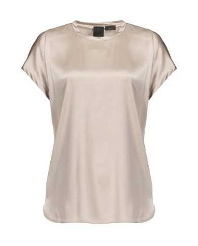 blusa rosa nuvola da donna in satin di seta stretch | PINKO blusa rosa nuvola da donna in satin di seta stretch | PINKO