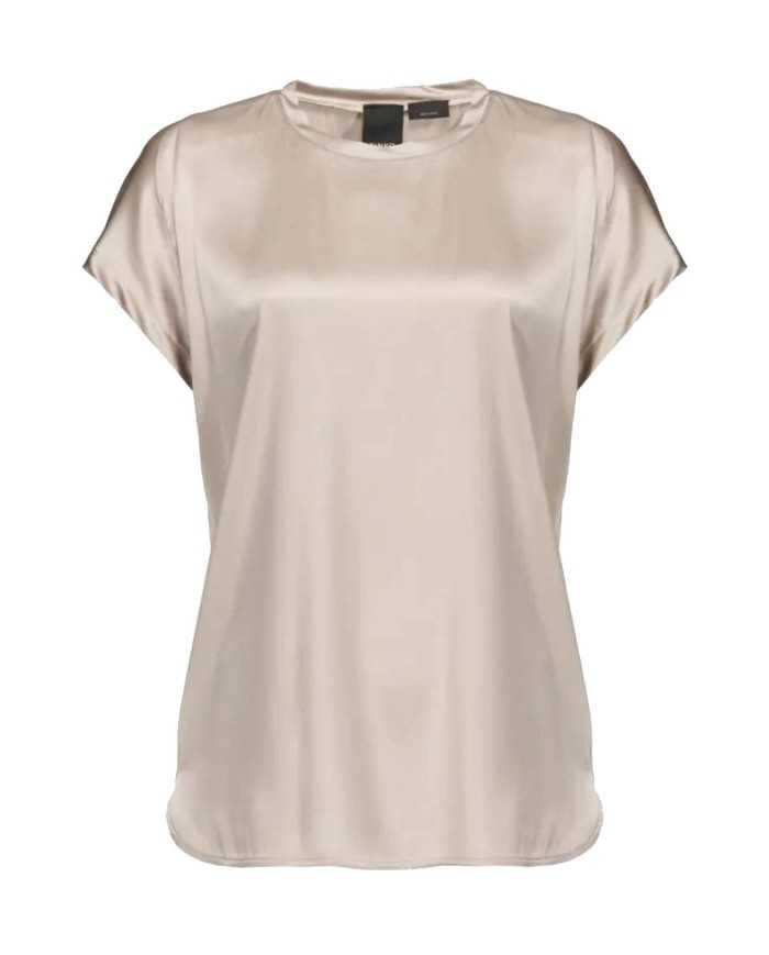 blusa rosa nuvola da donna in satin di seta stretch | PINKO blusa rosa nuvola da donna in satin di seta stretch | PINKO