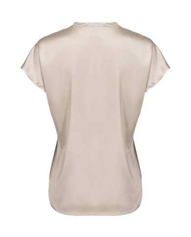 blusa rosa nuvola da donna in satin di seta stretch | PINKO blusa rosa nuvola da donna in satin di seta stretch | PINKO