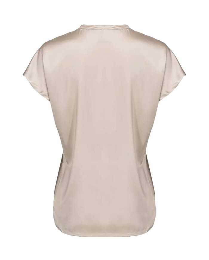 blusa rosa nuvola da donna in satin di seta stretch | PINKO blusa rosa nuvola da donna in satin di seta stretch | PINKO