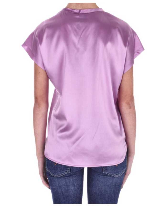 blusa lilla sorbetto da donna in satin di seta stretch | PINKO