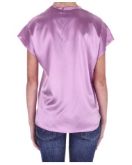 blusa lilla sorbetto da donna in satin di seta stretch | PINKO