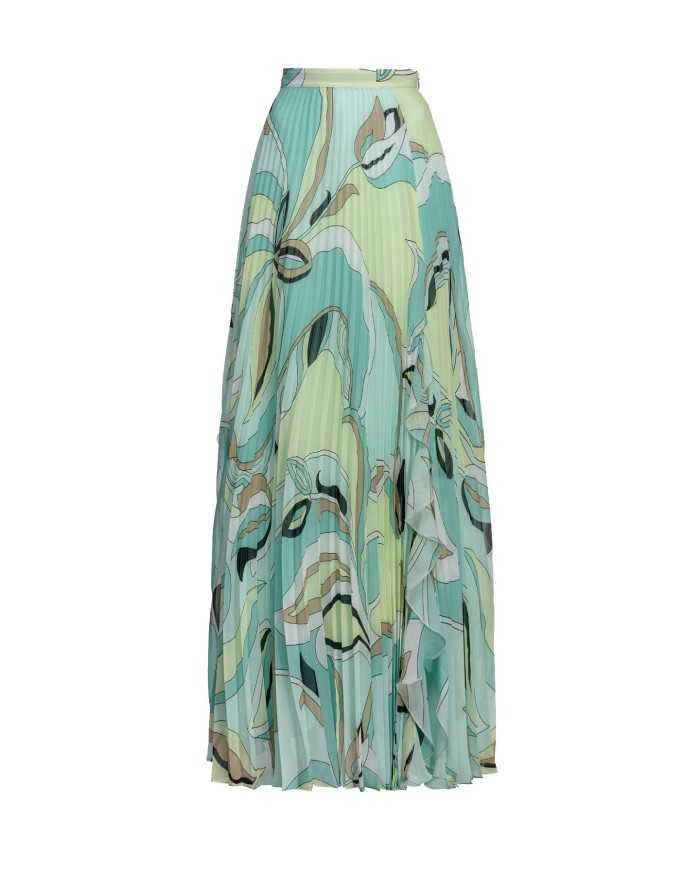 gonna lunga plissettata con fantasia floreale verde da donna | PINKO gonna lunga plissettata con fantasia floreale verde da donna | PINKO