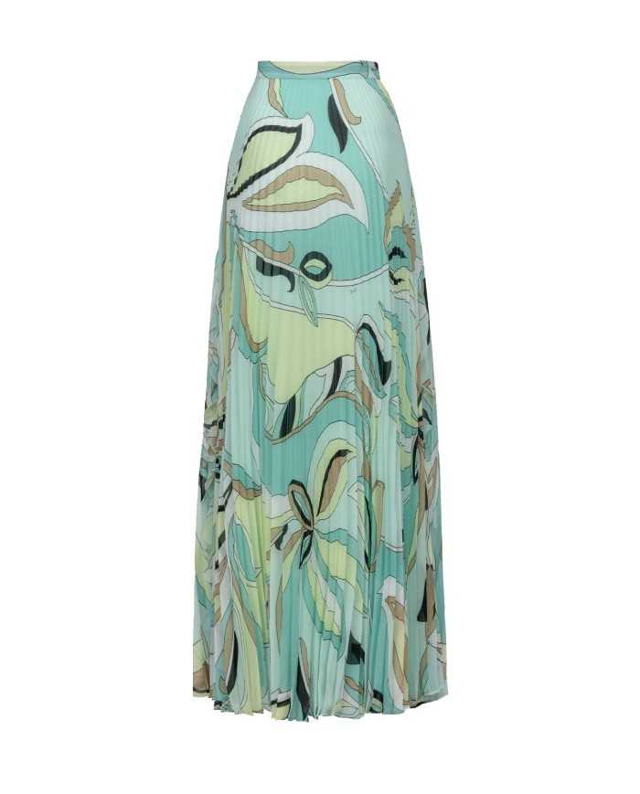 gonna lunga plissettata con fantasia floreale verde da donna | PINKO gonna lunga plissettata con fantasia floreale verde da donna | PINKO