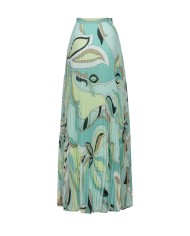 gonna lunga plissettata con fantasia floreale verde da donna | PINKO