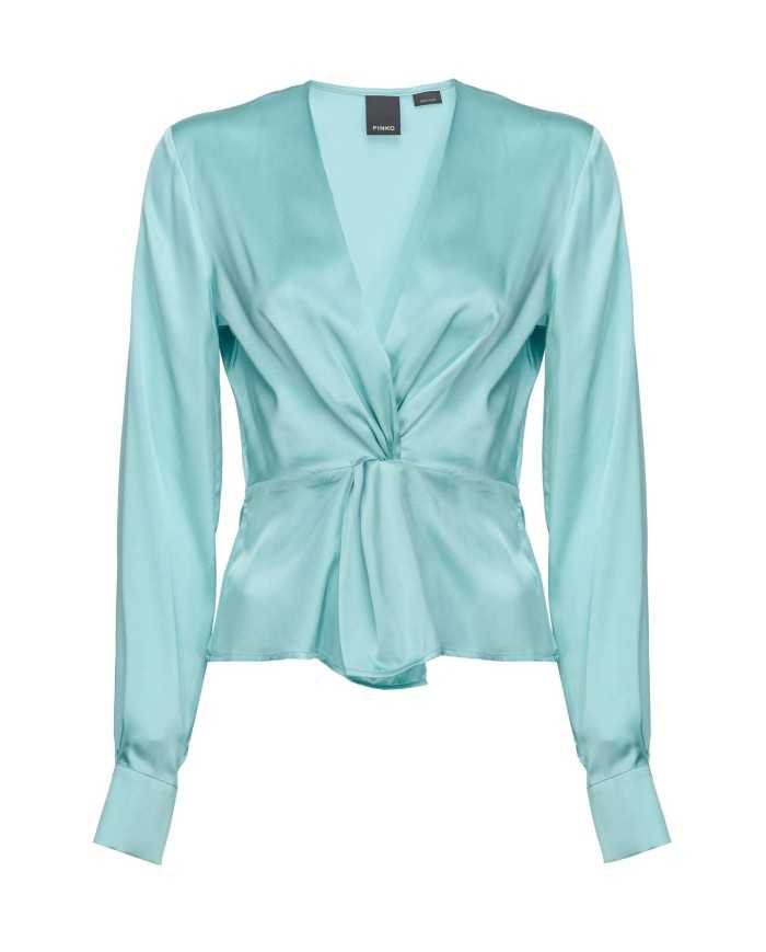 blusa blu nilo da donna con dettaglio torchon | PINKO blusa blu nilo da donna con dettaglio torchon | PINKO