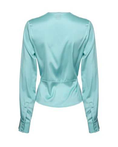 blusa blu nilo da donna con dettaglio torchon | PINKO blusa blu nilo da donna con dettaglio torchon | PINKO