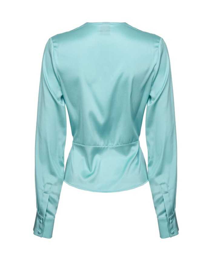 blusa blu nilo da donna con dettaglio torchon | PINKO blusa blu nilo da donna con dettaglio torchon | PINKO