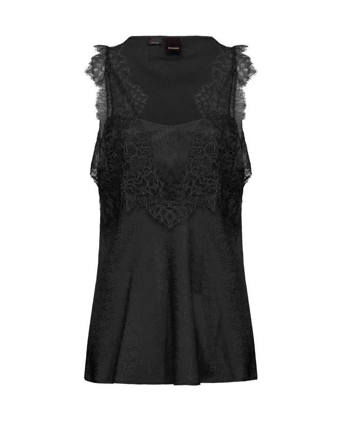 top senza maniche nero limousine da donna con logo pattern | PINKO top senza maniche nero limousine da donna con logo pattern | PINKO