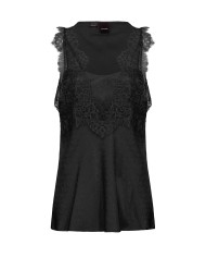 top senza maniche nero limousine da donna con logo pattern | PINKO