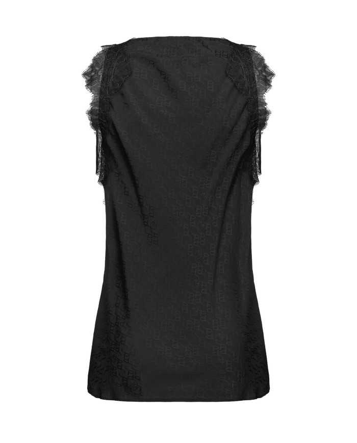 top senza maniche nero limousine da donna con logo pattern | PINKO top senza maniche nero limousine da donna con logo pattern | PINKO