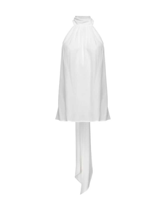 top senza maniche bianco da donna con colletto annodabile | PINKO top senza maniche bianco da donna con colletto annodabile | PINKO
