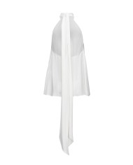 top senza maniche bianco da donna con colletto annodabile | PINKO