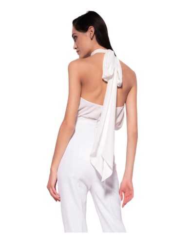 top senza maniche bianco da donna con colletto annodabile | PINKO top senza maniche bianco da donna con colletto annodabile | PINKO