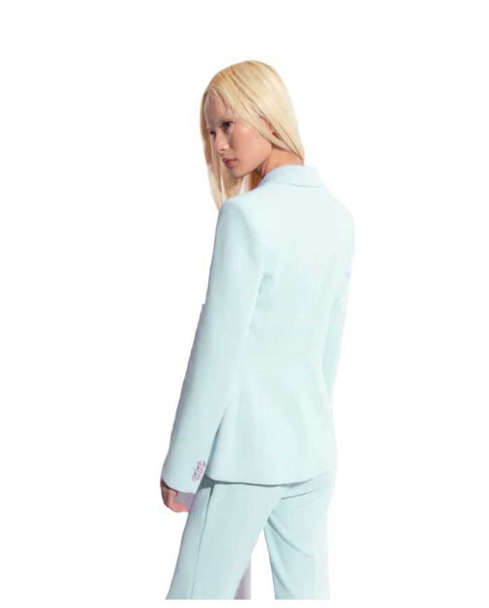 giacca blazer vetro azzurro da donna stretta ai fianchi | PINKO