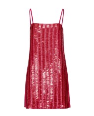 abito corto fuxia donna ricamato con paillettes rettangolari | PINKO