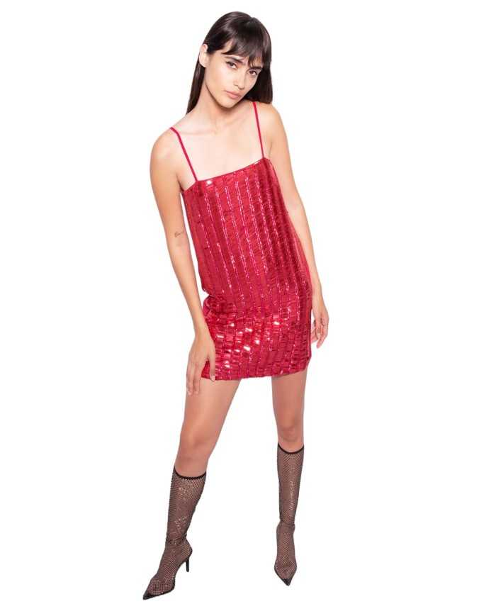 abito corto fuxia donna ricamato con paillettes rettangolari | PINKO abito corto fuxia donna ricamato con paillettes rettangolari | PINKO