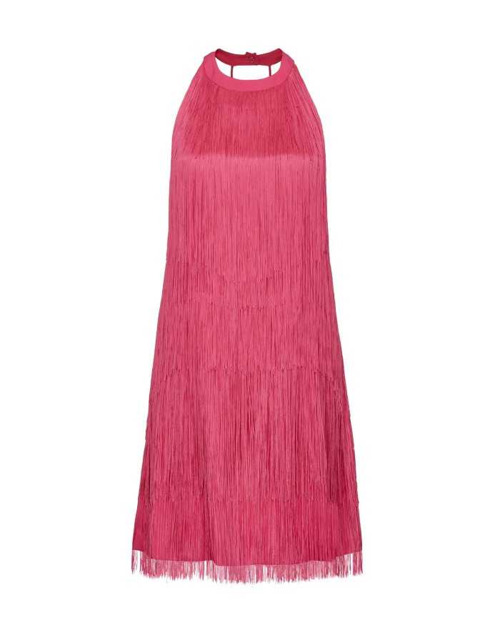 abito corto senza maniche fuxia da donna ricoperto da frange | PINKO abito corto senza maniche fuxia da donna ricoperto da frange | PINKO