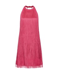 abito corto senza maniche fuxia da donna ricoperto da frange | PINKO