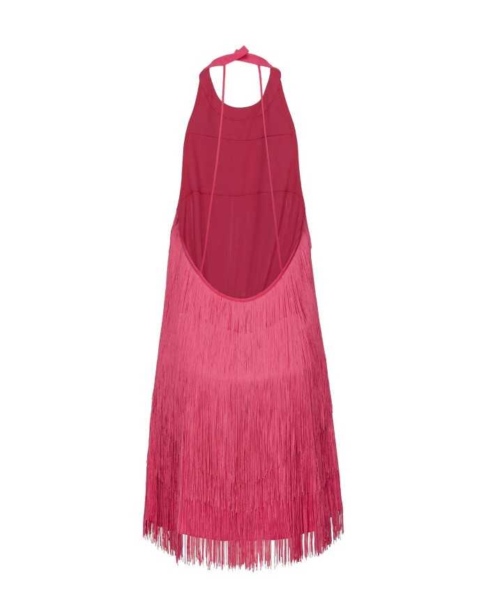 abito corto senza maniche fuxia da donna ricoperto da frange | PINKO abito corto senza maniche fuxia da donna ricoperto da frange | PINKO