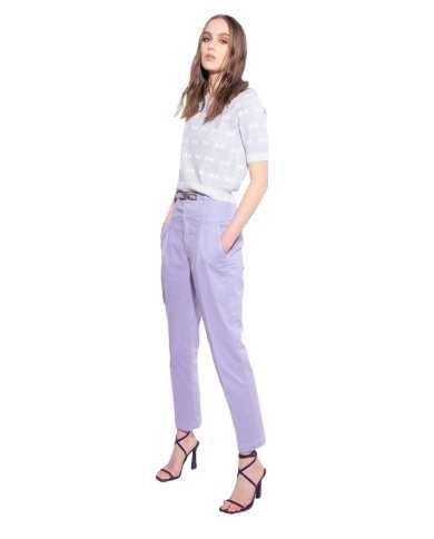 top lilla e bianco da donna effetto brillante e pattern logo | PINKO top lilla e bianco da donna effetto brillante e pattern logo | PINKO