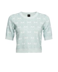 top acquamarina/bianco da donna effetto brillante con loghi | PINKO