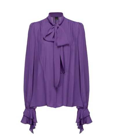blusa viola da donna con collo a fusciacca da annodare | PINKO blusa viola da donna con collo a fusciacca da annodare | PINKO