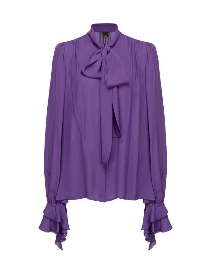 blusa viola da donna con collo a fusciacca da annodare | PINKO blusa viola da donna con collo a fusciacca da annodare | PINKO