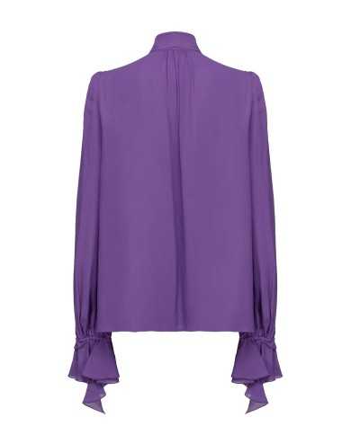blusa viola da donna con collo a fusciacca da annodare | PINKO blusa viola da donna con collo a fusciacca da annodare | PINKO