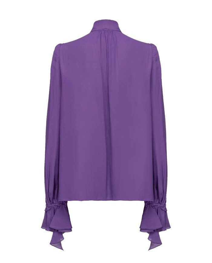 blusa viola da donna con collo a fusciacca da annodare | PINKO blusa viola da donna con collo a fusciacca da annodare | PINKO