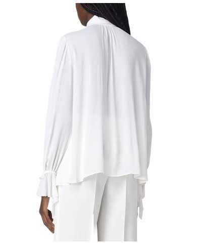 blusa bianca da donna con collo a fusciacca da annodare | PINKO blusa bianca da donna con collo a fusciacca da annodare | PINKO