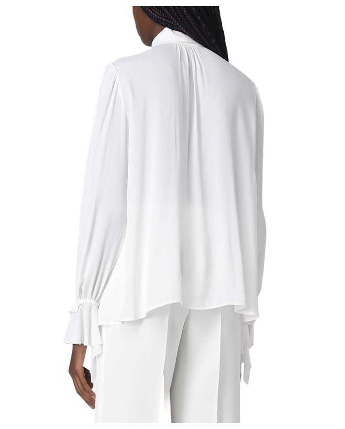 blusa bianca da donna con collo a fusciacca da annodare | PINKO blusa bianca da donna con collo a fusciacca da annodare | PINKO
