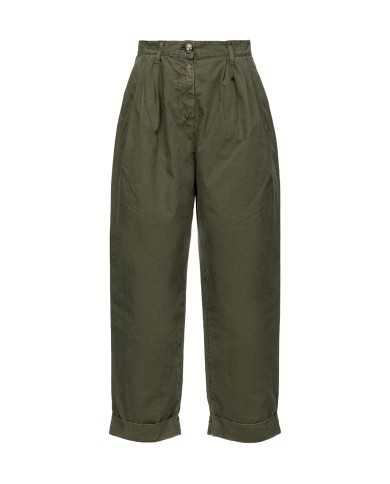 pantalone a vita alta verde fucile da donna con pences | PINKO pantalone a vita alta verde fucile da donna con pences | PINKO