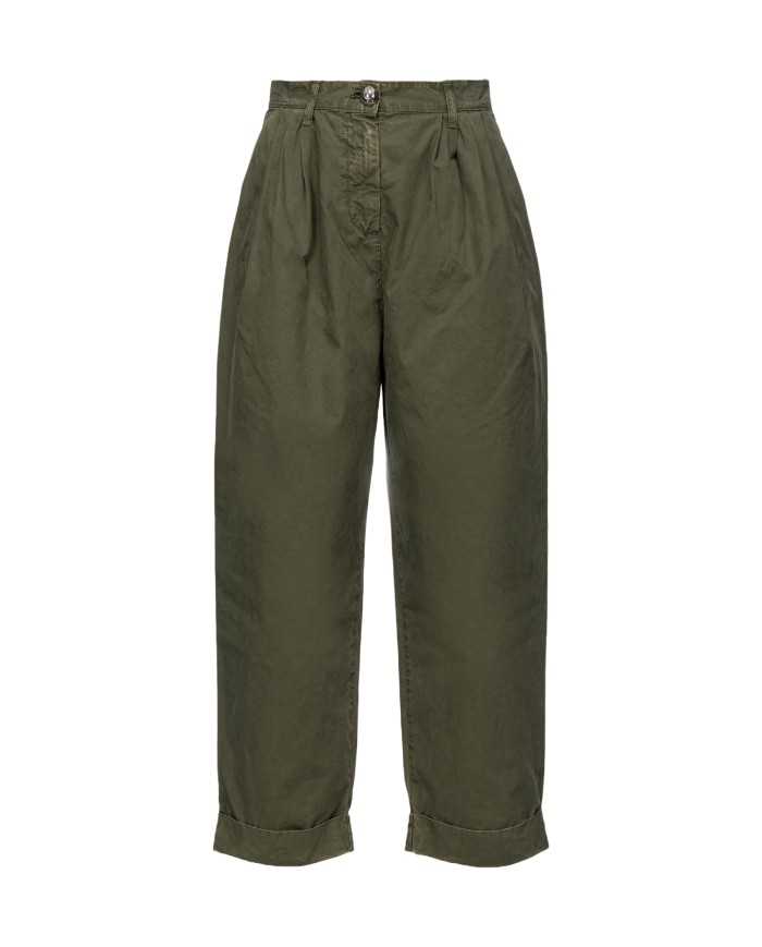 pantalone a vita alta verde fucile da donna con pences | PINKO pantalone a vita alta verde fucile da donna con pences | PINKO