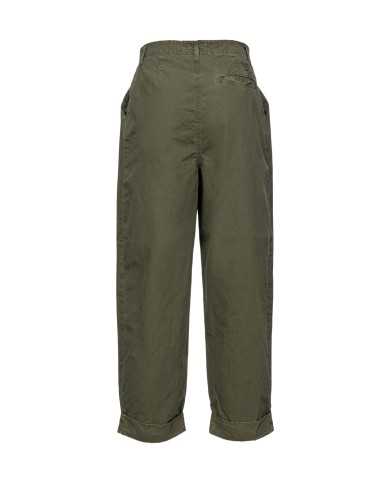 pantalone a vita alta verde fucile da donna con pences | PINKO pantalone a vita alta verde fucile da donna con pences | PINKO