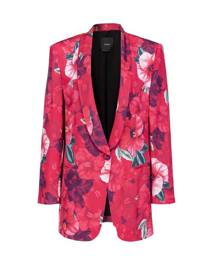 blazer con fantasia floreale hibiscus fuxia e rosa da donna | PINKO blazer con fantasia floreale hibiscus fuxia e rosa da donna | PINKO