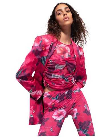 blazer con fantasia floreale hibiscus fuxia e rosa da donna | PINKO blazer con fantasia floreale hibiscus fuxia e rosa da donna | PINKO