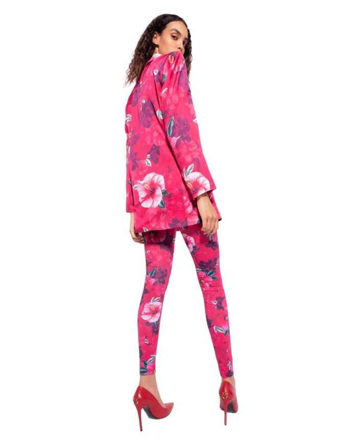 blazer con fantasia floreale hibiscus fuxia e rosa da donna | PINKO