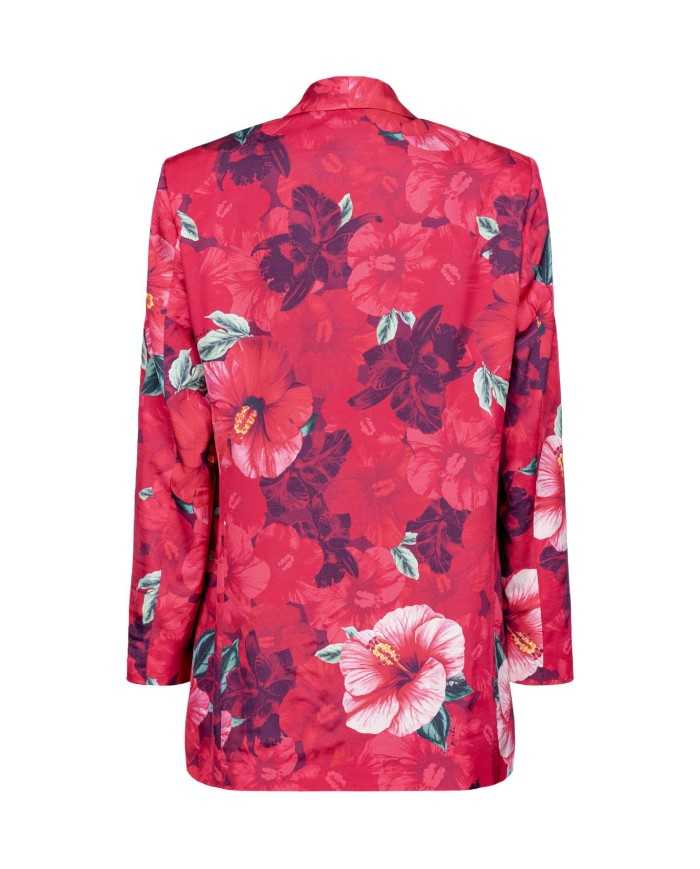 blazer con fantasia floreale hibiscus fuxia e rosa da donna | PINKO