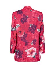 blazer con fantasia floreale hibiscus fuxia e rosa da donna | PINKO