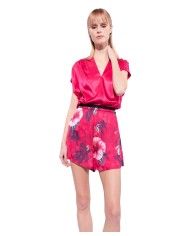 shorts con fantasia floreale fuxia e rosa da donna | PINKO