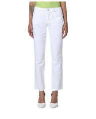 jeans slim bianchi da donna con bottone a vista e zip nascosta | PINKO