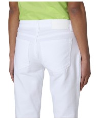 jeans slim bianchi da donna con bottone a vista e zip nascosta | PINKO