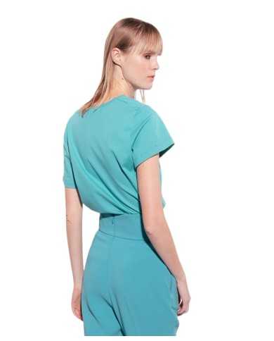 t-shirt slim verde da donna con logo e scollo a v | PINKO t-shirt slim verde da donna con logo e scollo a v | PINKO