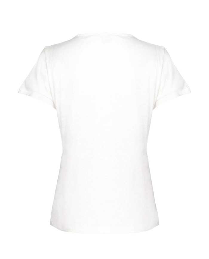 t-shirt slim bianca da donna con logo e scollo a v | PINKO t-shirt slim bianca da donna con logo e scollo a v | PINKO
