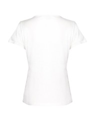 t-shirt slim bianca da donna con logo e scollo a v | PINKO