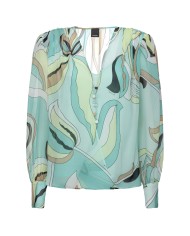 blusa con fantasia floreale verde da donna con scollo a V | PINKO