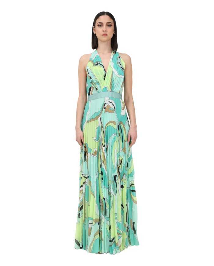 abito con motivo plissettato verde da donna e spacco laterale | PINKO abito con motivo plissettato verde da donna e spacco laterale | PINKO