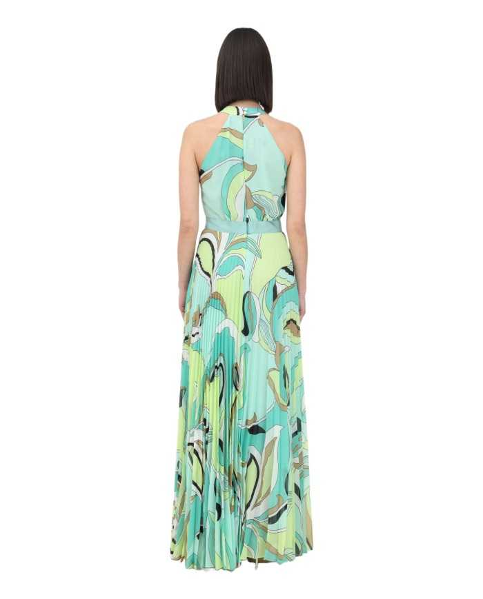 abito con motivo plissettato verde da donna e spacco laterale | PINKO