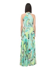 abito con motivo plissettato verde da donna e spacco laterale | PINKO